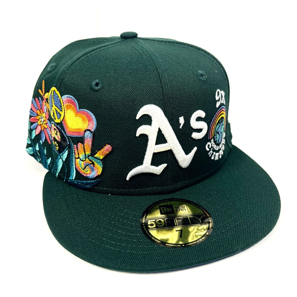 New Era Groovy Pack Oakland Athletics A's 59FIFTY Fitted Hat Green Size 7